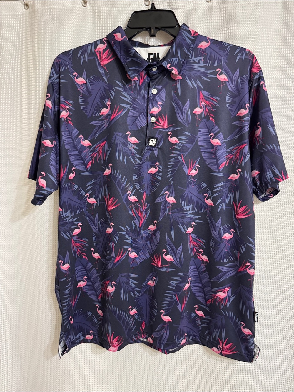 Mens Greater Half Flamingo polo/golf shirt. Size XL